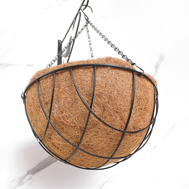 001-YZ01 12-inch Hanging Flower Pot Basket with Coir Liner Garden Decor (Semi-circular Mesh Shape) 001-YZ01 12-inch Hanging Flower Pot Basket with Coir Liner Garden Decor (Semi-circular Mesh Shape)